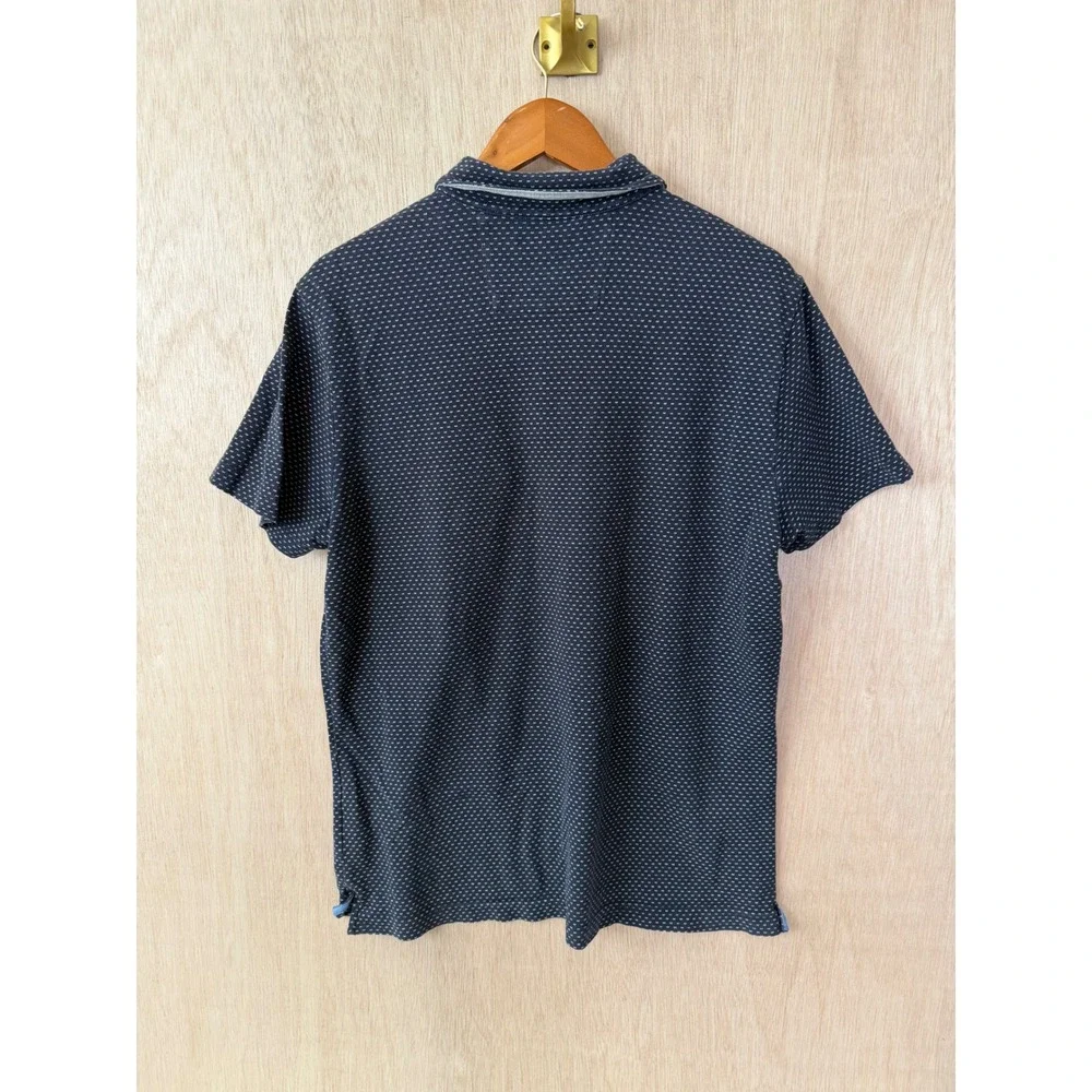 Banana Republic Mens Large Polo Shirt Navy Blue Geometric Print Short Sleeve L